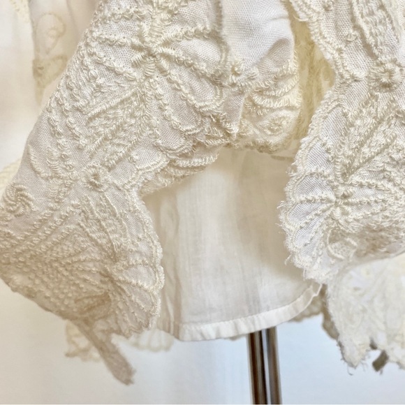 UO Jamie Cream Ivory White Embroidered Babydoll Frock Mini Dress - Picture 13 of 16